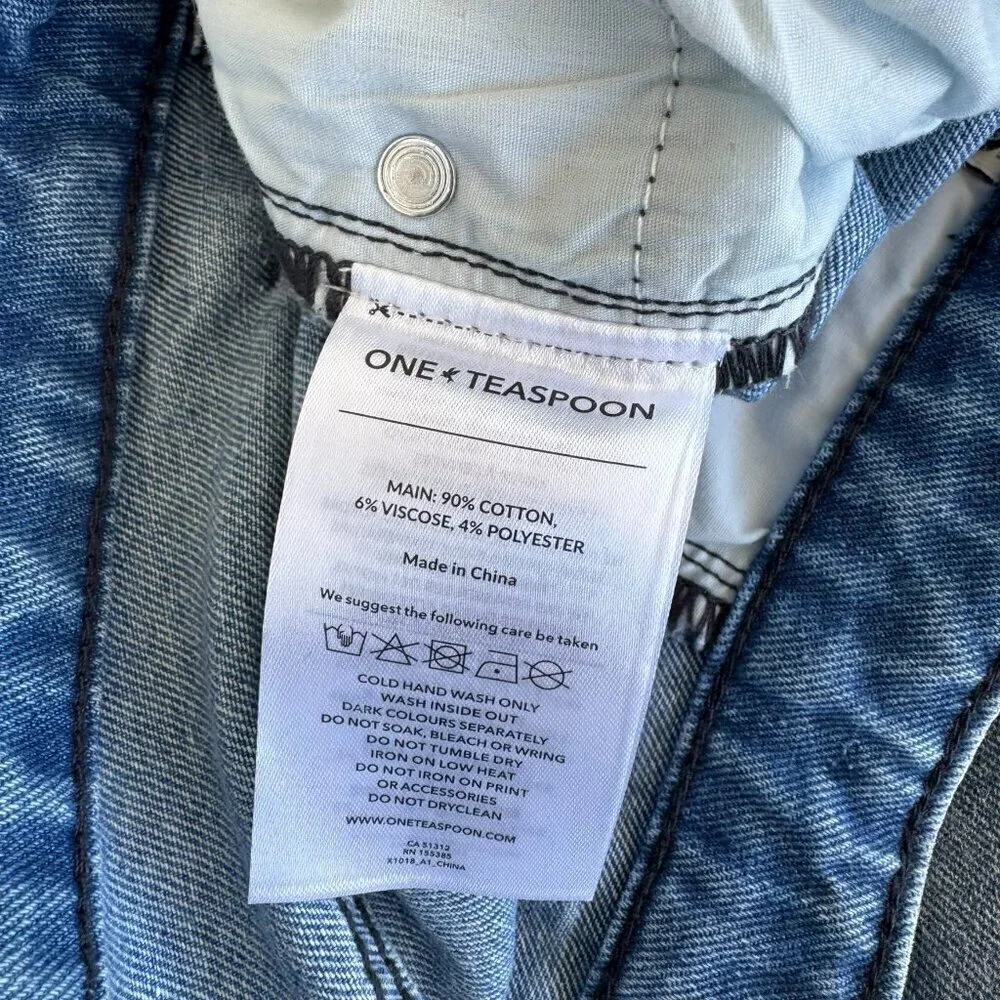 NWT One Teaspoon Jackson Long Jean Shorts in Metal Blue 27